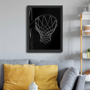 Poster Basketball noir minimaliste photo cerceau