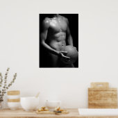 Poster Basketball player W7 in black and white (Cuisine)