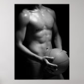 Poster Basketball player W7 in black and white (Devant)