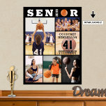 Poster Basketball Senior Graduation 6 Photo Collage<br><div class="desc">Créez un affichage photo Basketball personnalisé imprimé sur une affiche idéale pour la reconnaissance de la nuit au secondaire, récompenses banquet ou remise de diplômes en utilisant ce modèle photo collage facile à télécharger avec 6 images de différentes formes et tailles avec le titre SENIOR incorporant leur année de classe...</div>