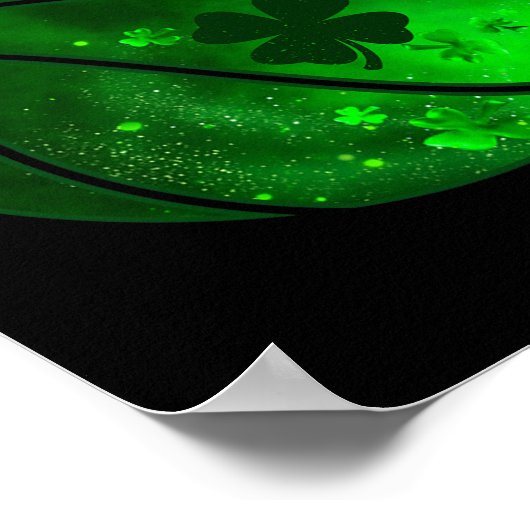 Poster Basketball Shamrock irlandais Lucky Clover St Patr (Coin)