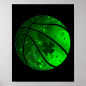 Poster Basketball Shamrock irlandais Lucky Clover St Patr (Devant)