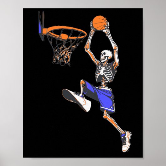 Poster Basketball Slam Dunk Skeleton Halloween (Devant)