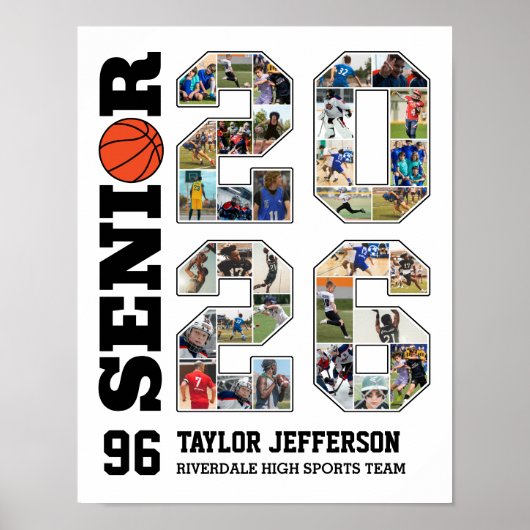 Poster Basketball Team Senior 2026 Sports Photo Collage (Devant)
