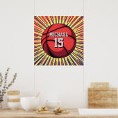 Poster Basketball Votre Nom Pop Art (Cuisine)