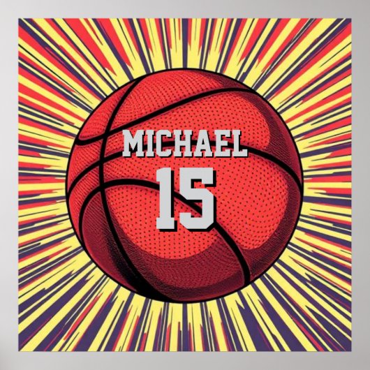 Poster Basketball Votre Nom Pop Art (Devant)