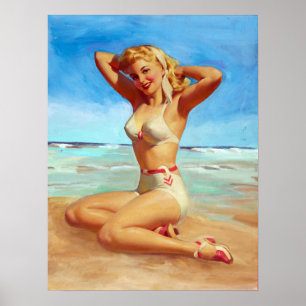 Poster Basking on the Beach Pin Up