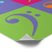 Poster Bass Clef Motif orange violet rose (Coin)