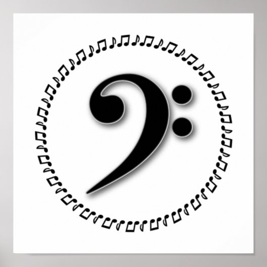 Poster Bass Clef Music Note Design (Devant)