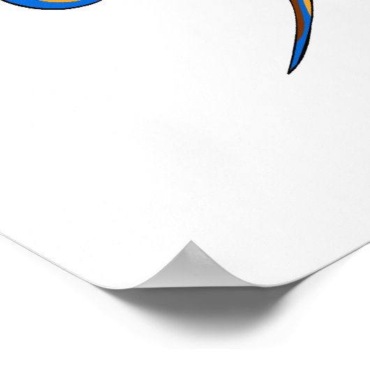 Poster Bass Clef Style Décontracté orange et bleu (Coin)