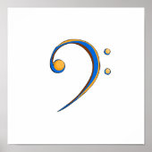Poster Bass Clef Style Décontracté orange et bleu (Devant)