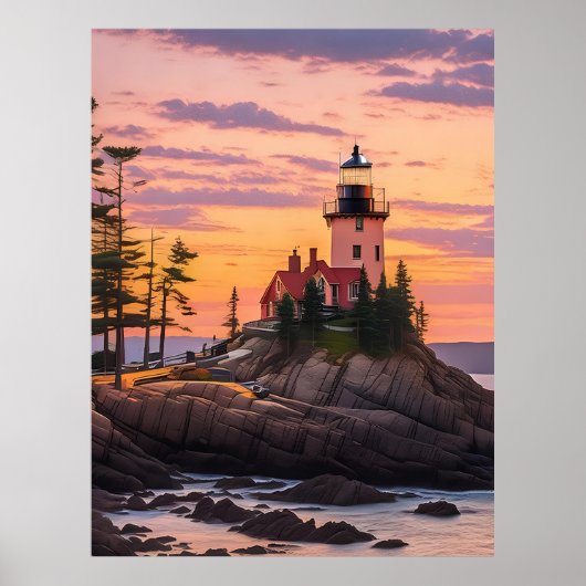Poster Bass Harbour Head Lighthouse Sunrise (Devant)