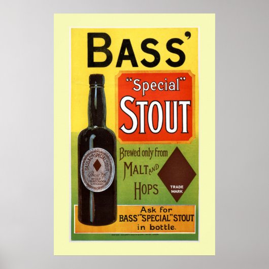 Poster Bass Stout Bière Vintage Publicité (Devant)