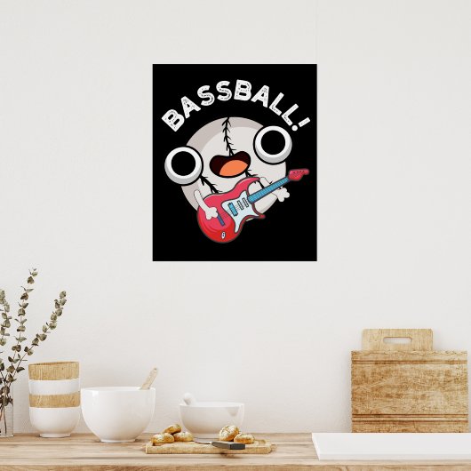 Poster Basse-ball drôle Baseball basse jeu de basse Dark  (Cuisine)