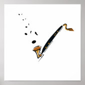 Poster Basse Clarinet avec notes musicales (Devant)