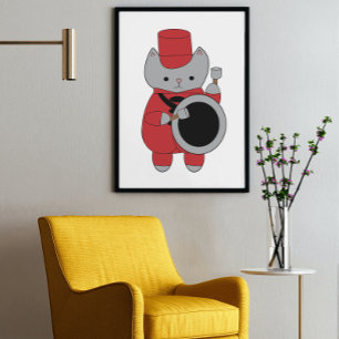 Poster Basse de Marquage Batterie Batterie Chat Rouge et 
