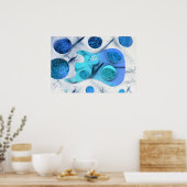 Poster basse guitare bleu vert vert invert planètes peint (Cuisine)