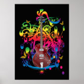 Poster Basse guitare couleur splash (Devant)