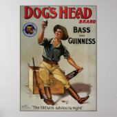 Poster Basse tête de chien et guinness (Devant)