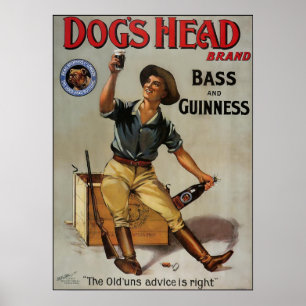 Poster Basse tête de chien et guinness