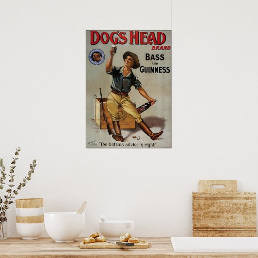Poster Basse tête de chien et guinness (Cuisine)