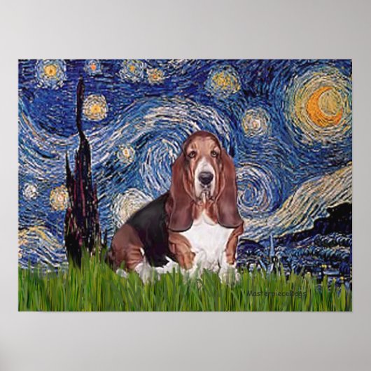Poster Basset 1 - Nuit étoilée (Devant)