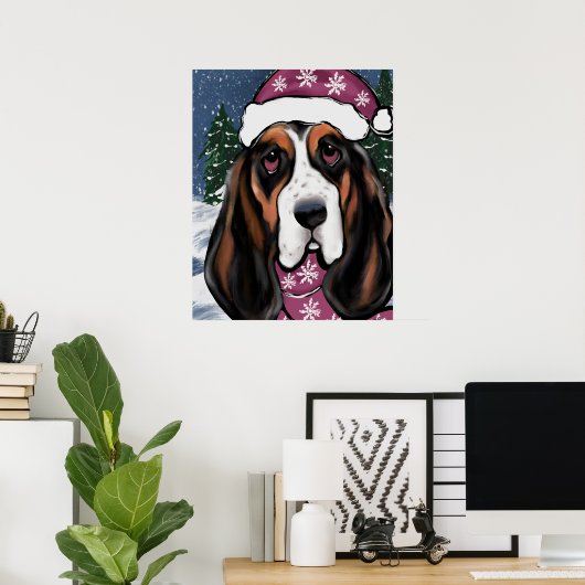 POSTER BASSET HOUND  (Bureau à domicile)