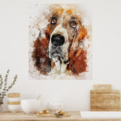 Poster Basset hound aquarelle peinture (Cuisine)