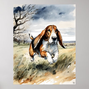 Poster Basset Hound - Art Chien Imprimer