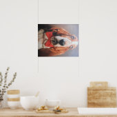 Poster Basset Hound Avec Cravate Red Bow (Cuisine)
