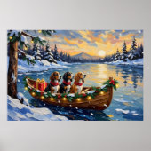 Poster Basset Hound Christmas Boat Holiday (Devant)