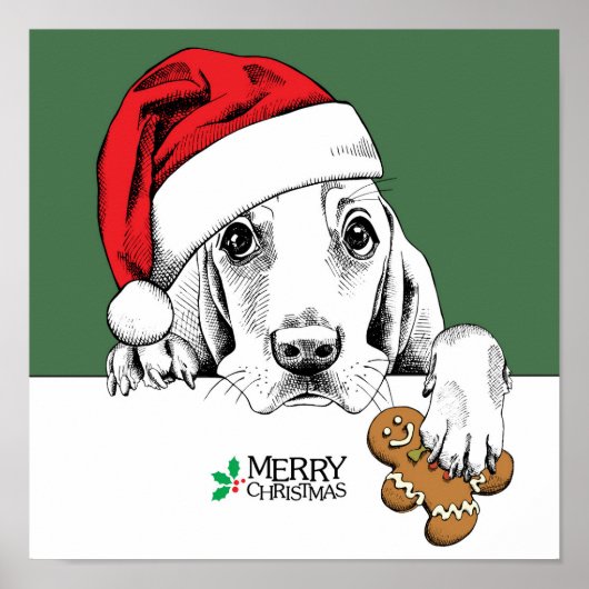 Poster Basset Hound Cookie de Noël (Devant)