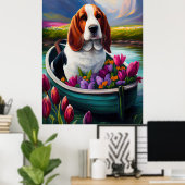 Poster Basset Hound Dog sur une pagaie : une aventure Pit (Bureau à domicile)