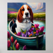Poster Basset Hound Dog sur une pagaie : une aventure Pit (Devant)