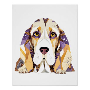 Poster Basset Hound Jouer adorable animal amusant coloré