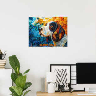Poster Basset Hound Papier Quitter Art Chien Portrait