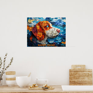 Poster Basset Hound Papier Quitter Art Chien Portrait