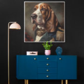 Poster Basset Hound portant un costume de Napoléon