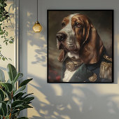 Poster Basset Hound portant un costume de Napoléon