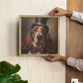 Poster Basset Hound portant un haut et un nœud papillon r