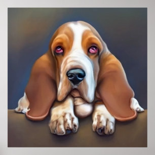Poster Basset Hound - Portrait de chien