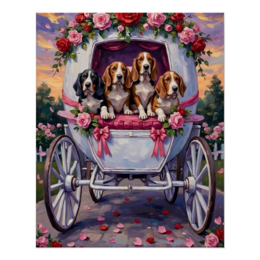Poster Basset Hound Saint-Valentin (Devant)