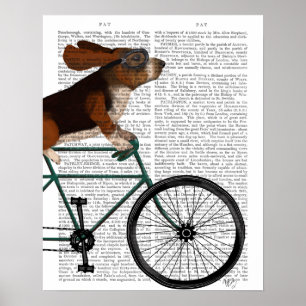 Poster Basset Hound sur vélo