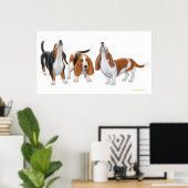 Poster Basset Hound Trio Print (Bureau à domicile)