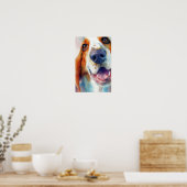 Poster Basset hound watercolor portrait (Cuisine)