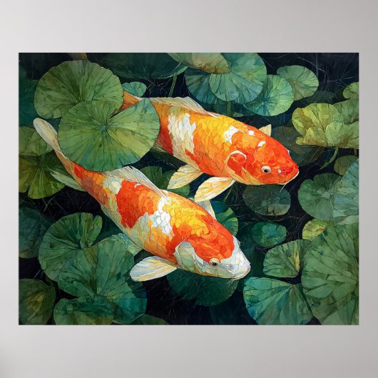 Poster Bassin de carpes koï nénuphars (Devant)
