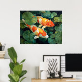 Poster Bassin de carpes koï nénuphars (Bureau à domicile)