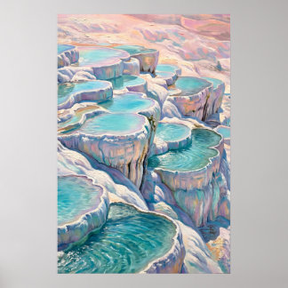 Poster Bassins Thermaux Iridescents de Pamukkale en Turqu