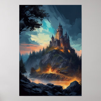Poster Bastion médiéval dans la configuration du soleil