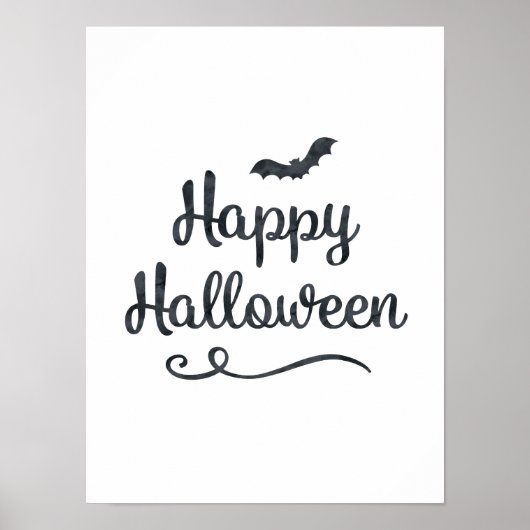 Poster Bat Happy Halloween Party Cute Typographie Art (Devant)
